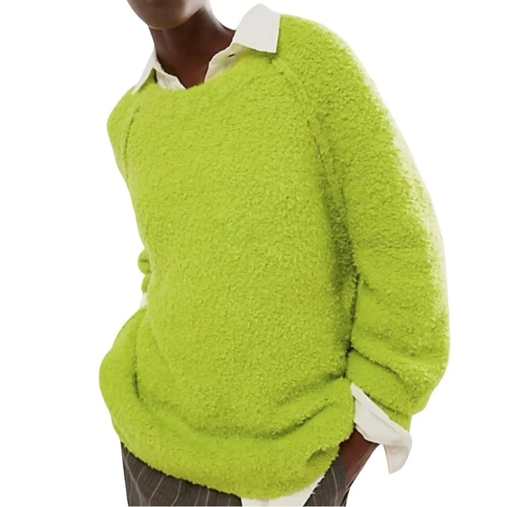 Free People x Anthropologie Women’s Fussy Neon Green Teddy Sweater Tunic Size XS